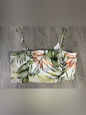 Windsor Tropical Hawaiian Print Crop Top Small White Tank Chiffon Floral NWT